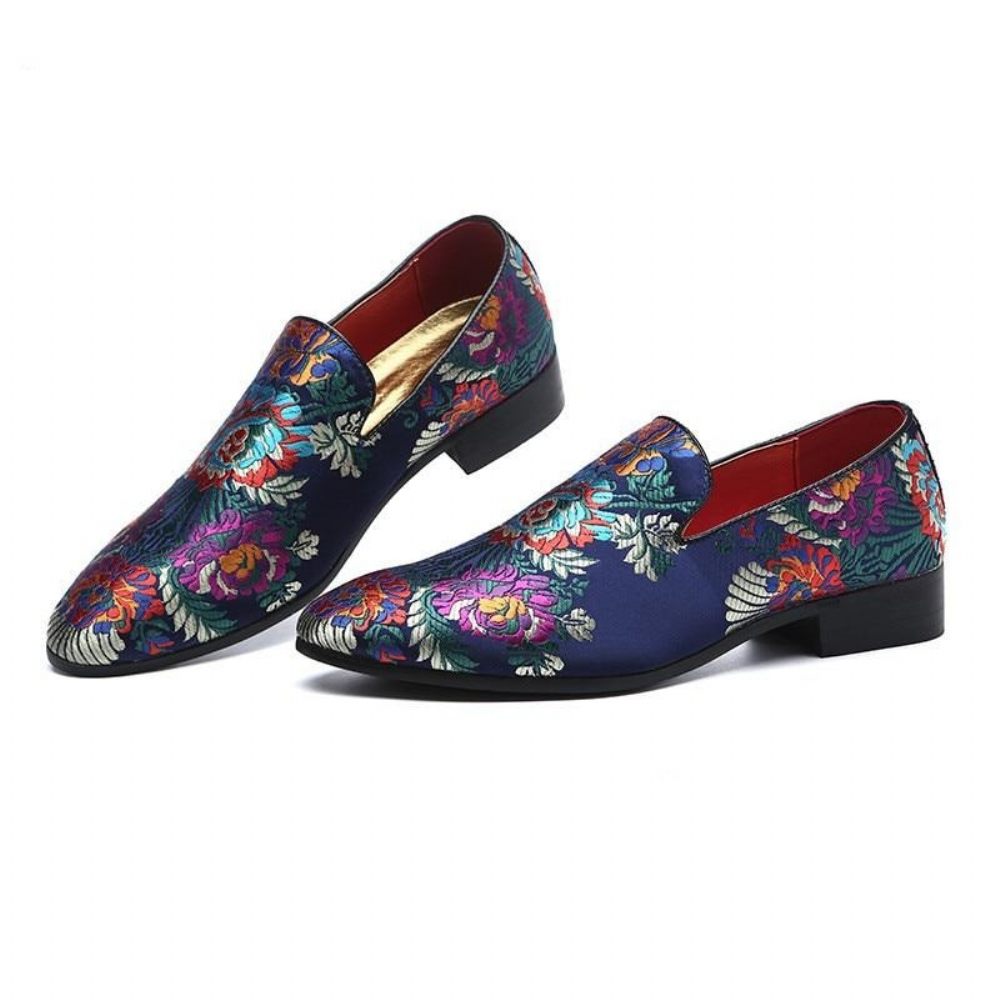 Chaussures Habillées À Enfiler Imprimé Floral Exotique Pour Hommes - Multicolore 3