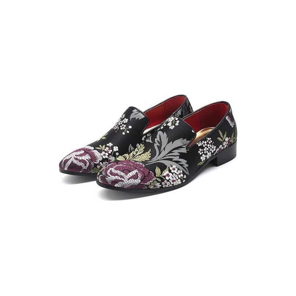 Chaussures Habillées À Enfiler Imprimé Floral Exotique Pour Hommes - Multicolore