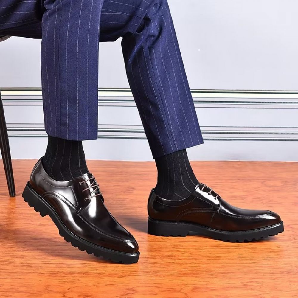 Chaussures Habillées Homme Derbies À Lacets Cuir Raffiné - Noir