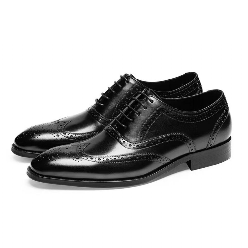 Chaussures Habillées Pour Hommes Brogues À Lacets Cuir - Noir