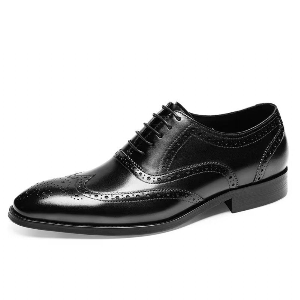 Chaussures Habillées Pour Hommes Brogues À Lacets Cuir - Noir