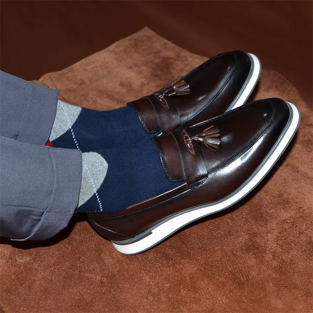 Chaussures Habillées Pour Hommes Cuir À Enfiler Raffinés - Café