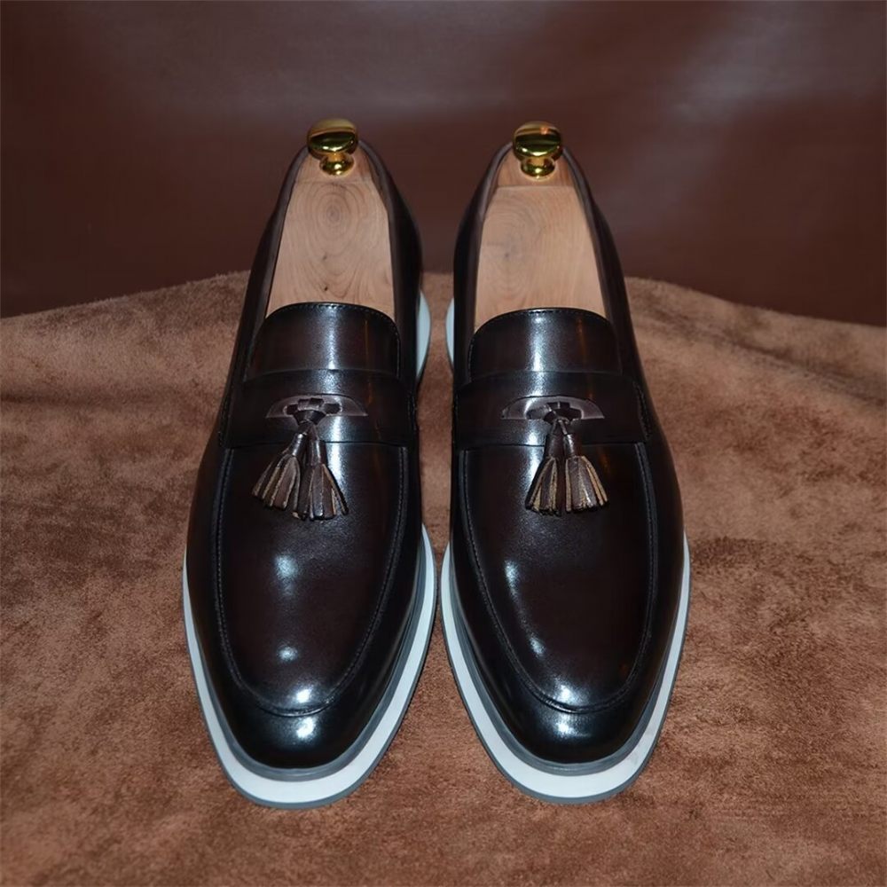 Chaussures Habillées Pour Hommes Cuir À Enfiler Raffinés - Café