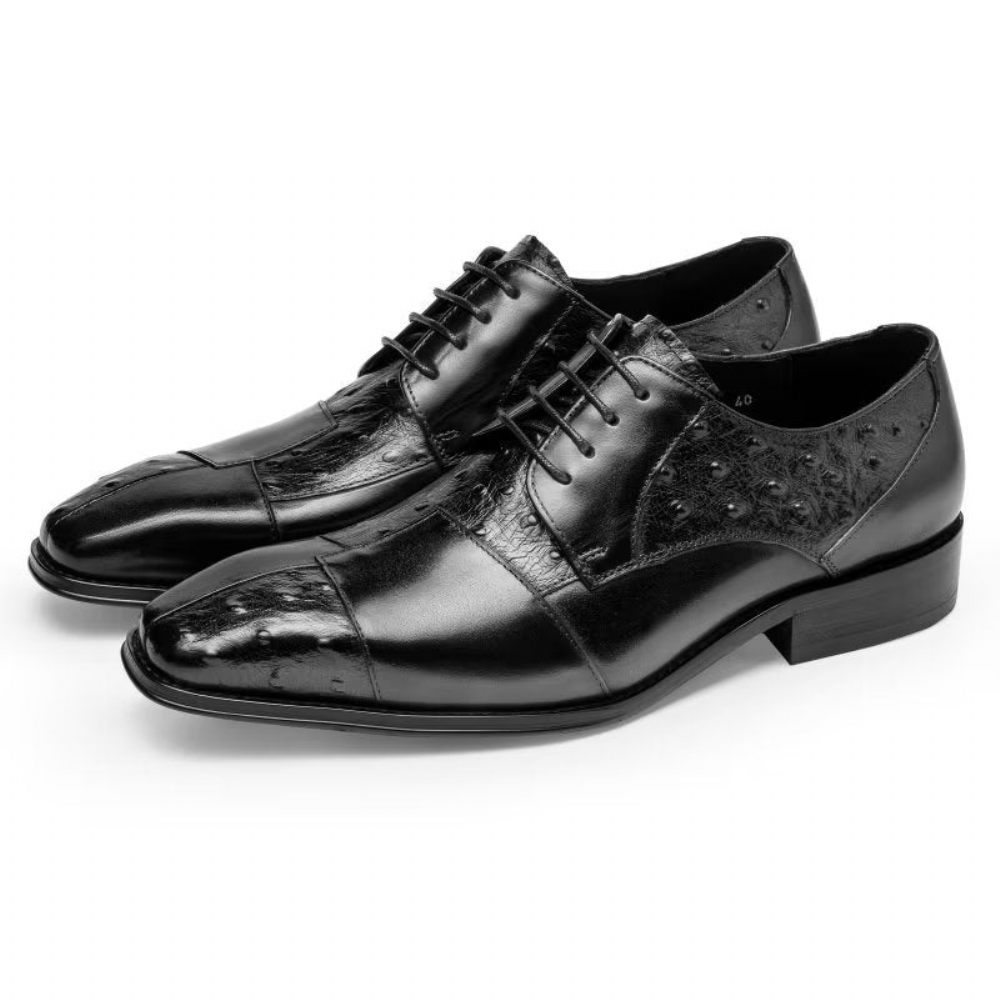 Chaussures Habillées Pour Hommes Derbies Formelles À Texture Exotique - Noir