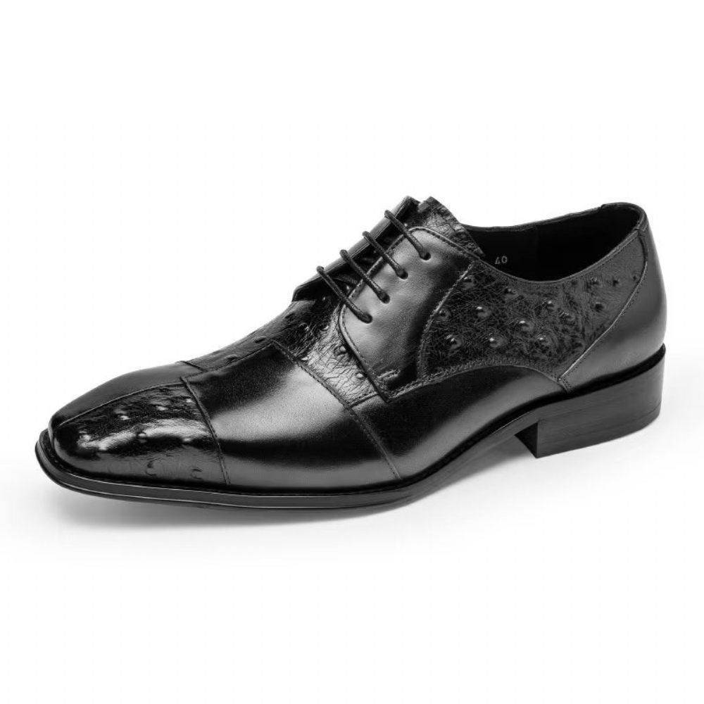 Chaussures Habillées Pour Hommes Derbies Formelles À Texture Exotique - Noir