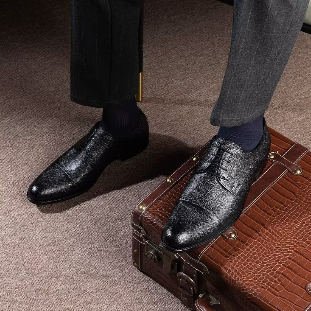 Chaussures Habillées Pour Hommes Derbies À Texture Exotique - Noir