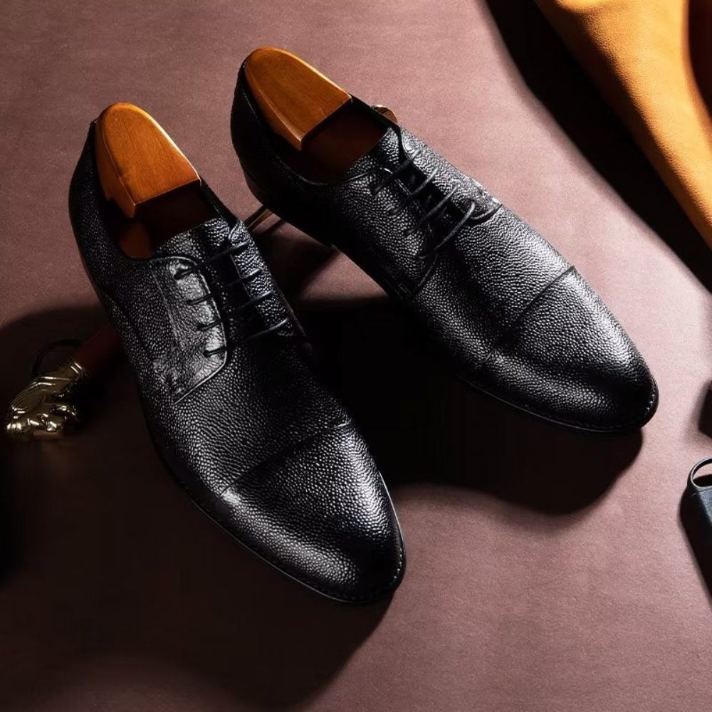 Chaussures Habillées Pour Hommes Derbies À Texture Exotique - Noir