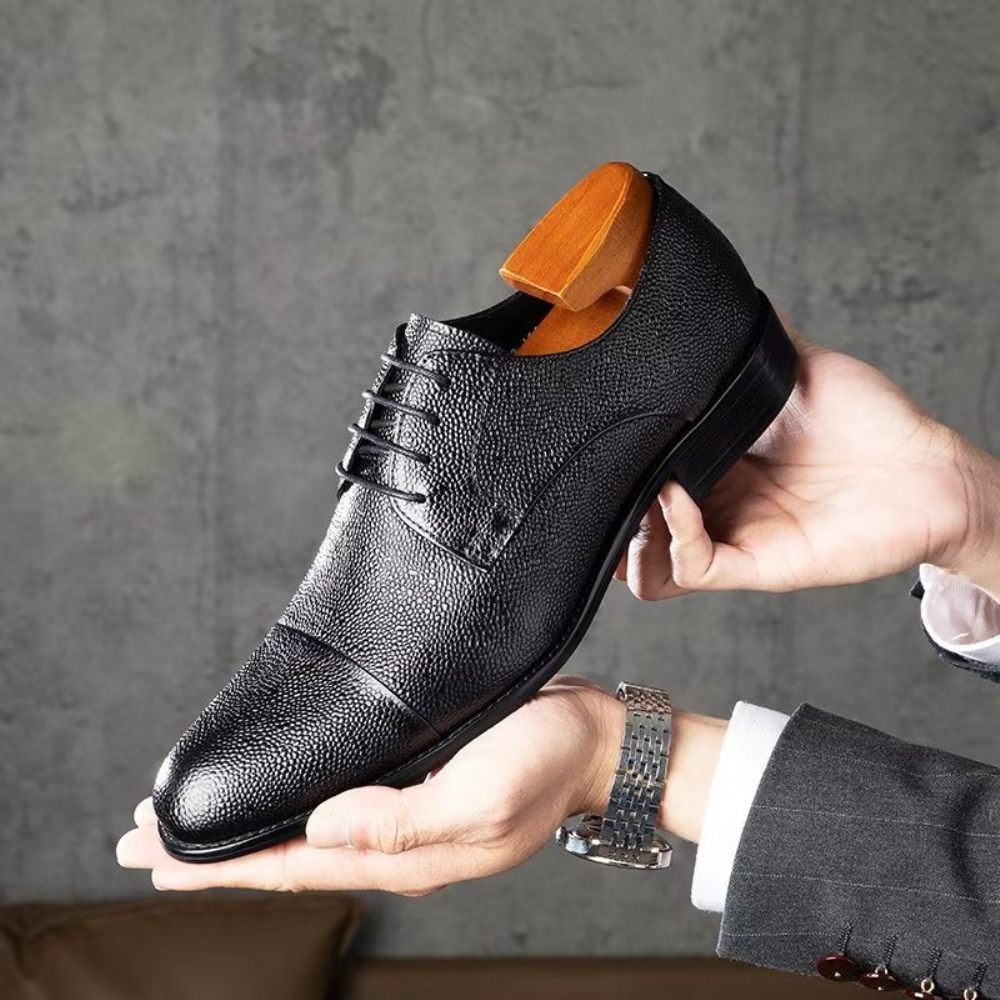 Chaussures Habillées Pour Hommes Derbies À Texture Exotique - Noir