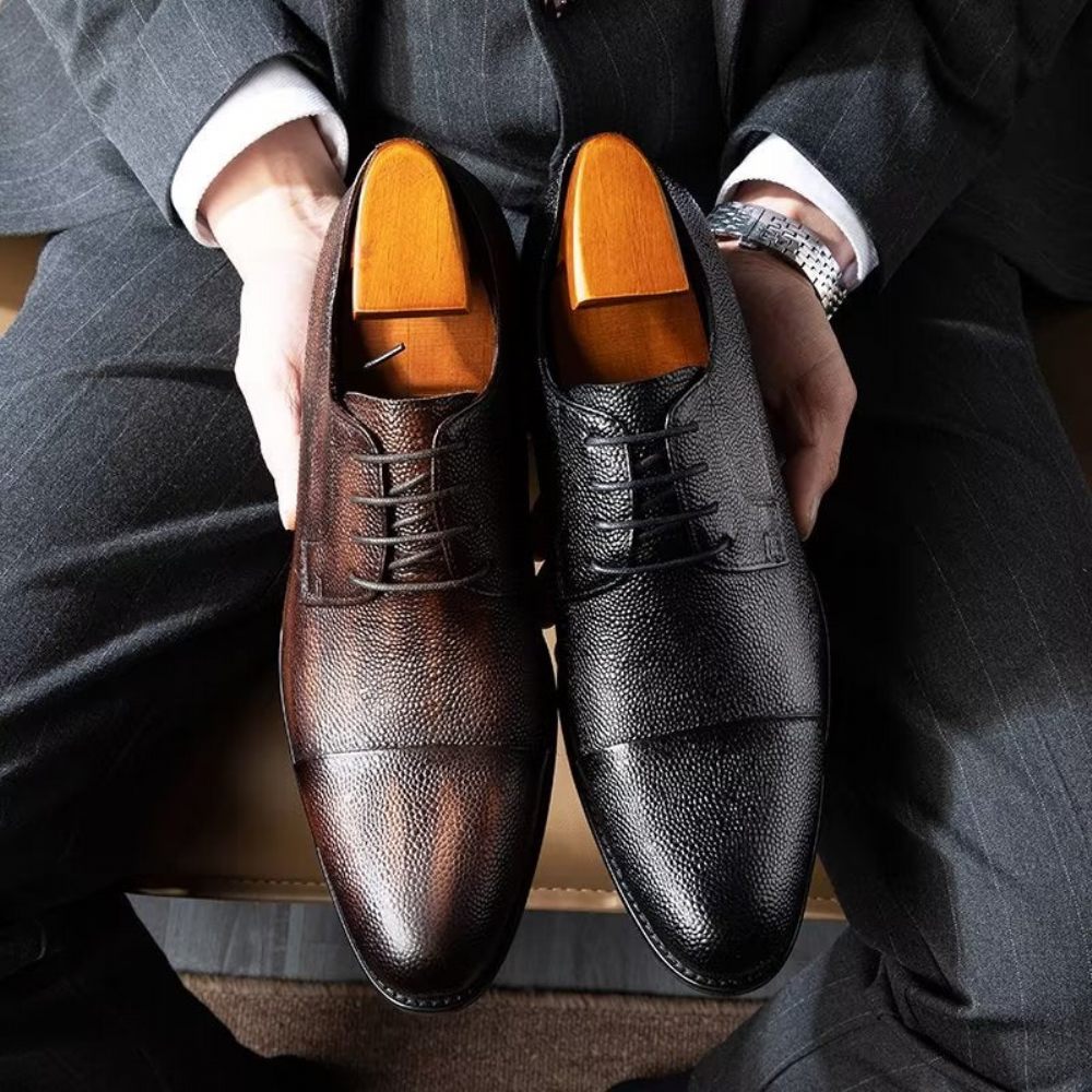 Chaussures Habillées Pour Hommes Derbies À Texture Exotique - Noir