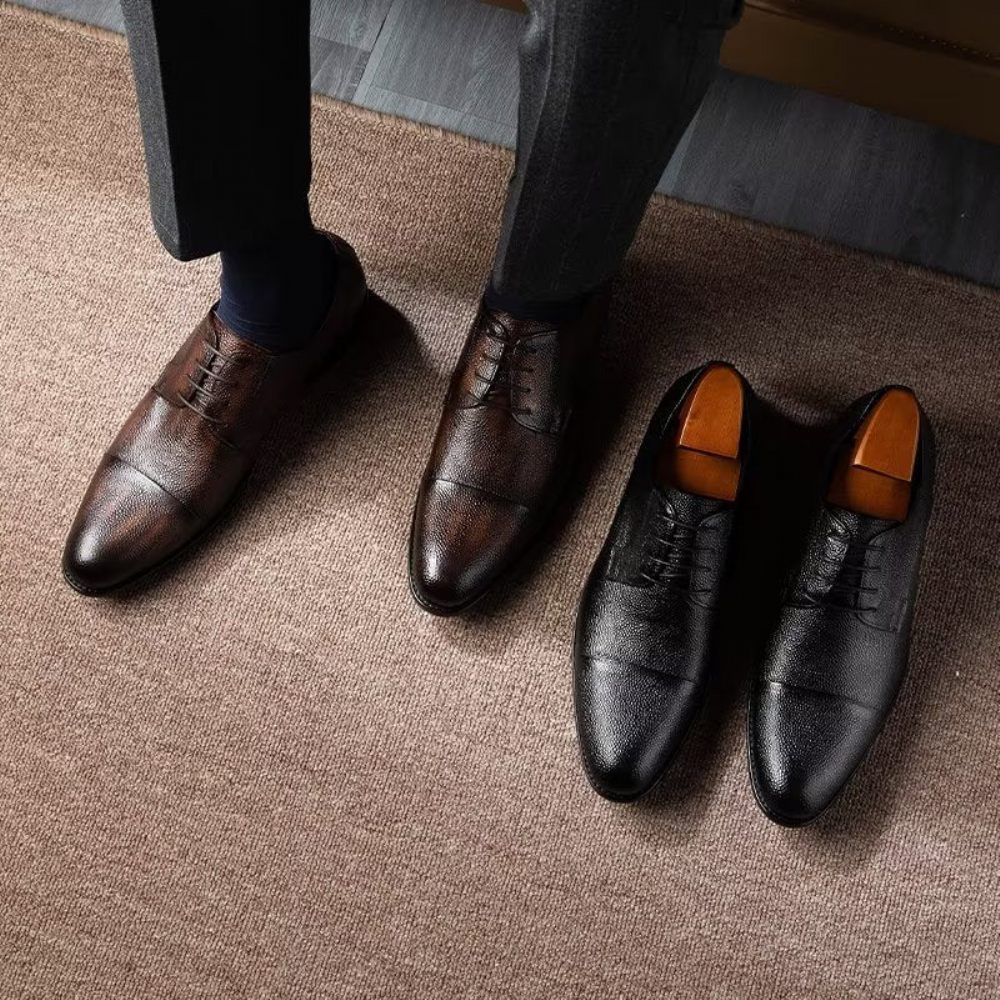 Chaussures Habillées Pour Hommes Derbies À Texture Exotique - Noir