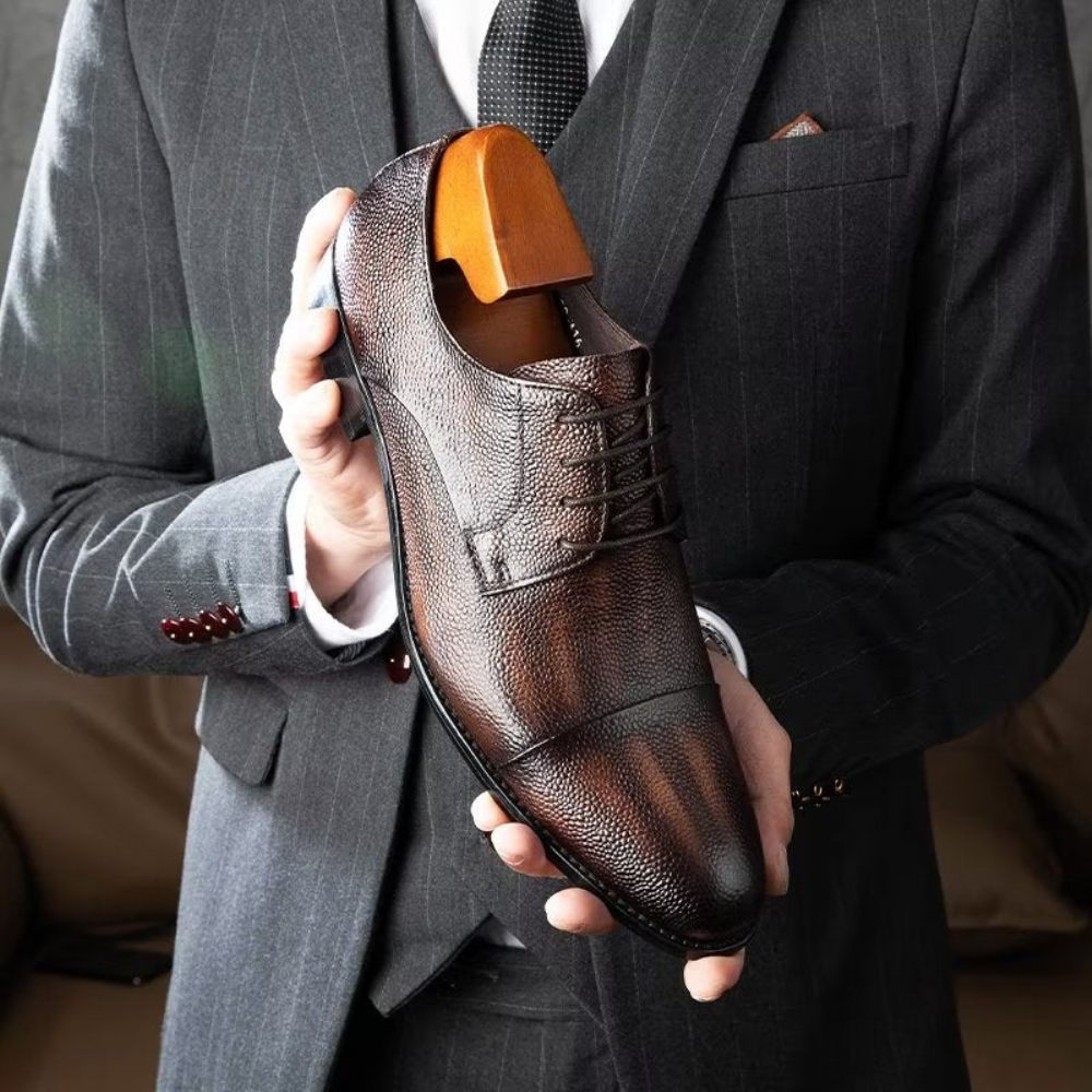 Chaussures Habillées Pour Hommes Derbies À Texture Exotique - Café