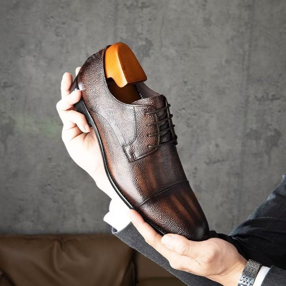 Chaussures Habillées Pour Hommes Derbies À Texture Exotique - Café