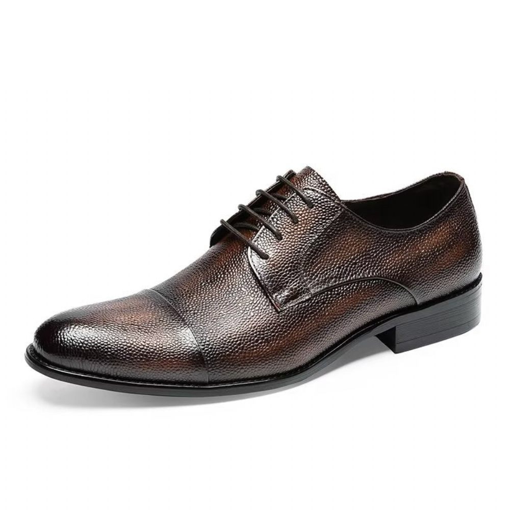 Chaussures Habillées Pour Hommes Derbies À Texture Exotique - Café