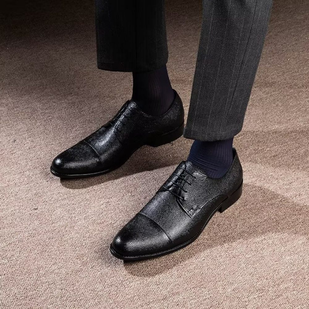 Chaussures Habillées Pour Hommes Derbies À Texture Exotique - Noir