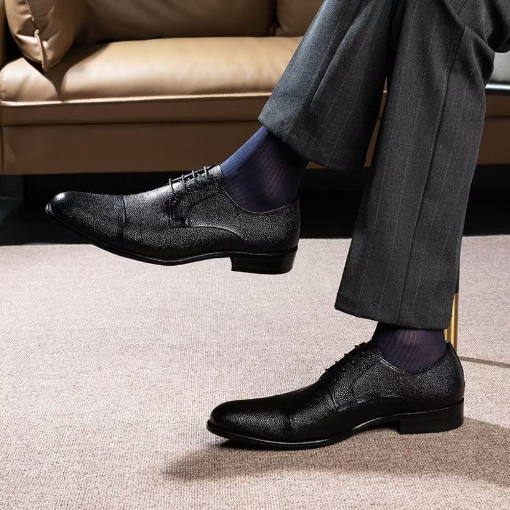 Chaussures Habillées Pour Hommes Derbies À Texture Exotique - Noir