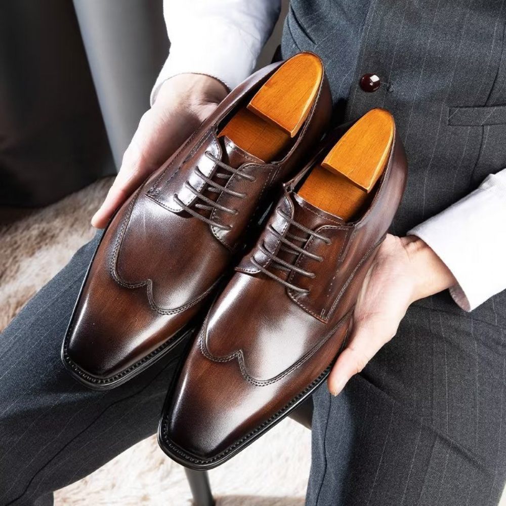 Chaussures Habillées Pour Hommes Derby Chics - Café