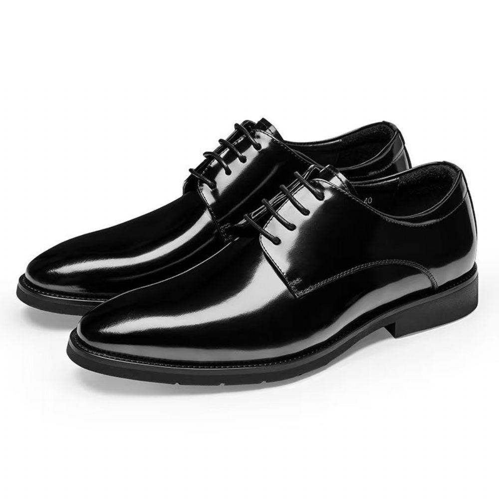 Chaussures Habillées Pour Hommes Derby Cuir Raffiné - Noir