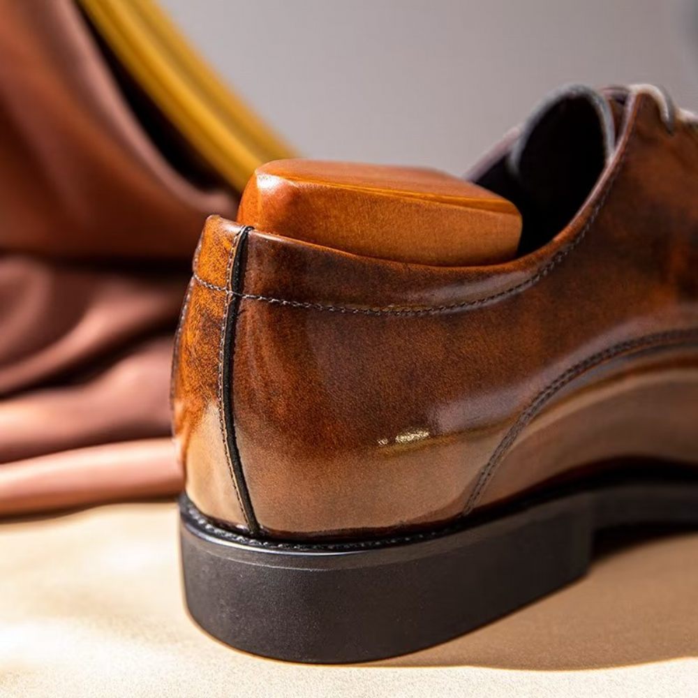 Chaussures Habillées Pour Hommes Derby Cuir Raffiné - Café