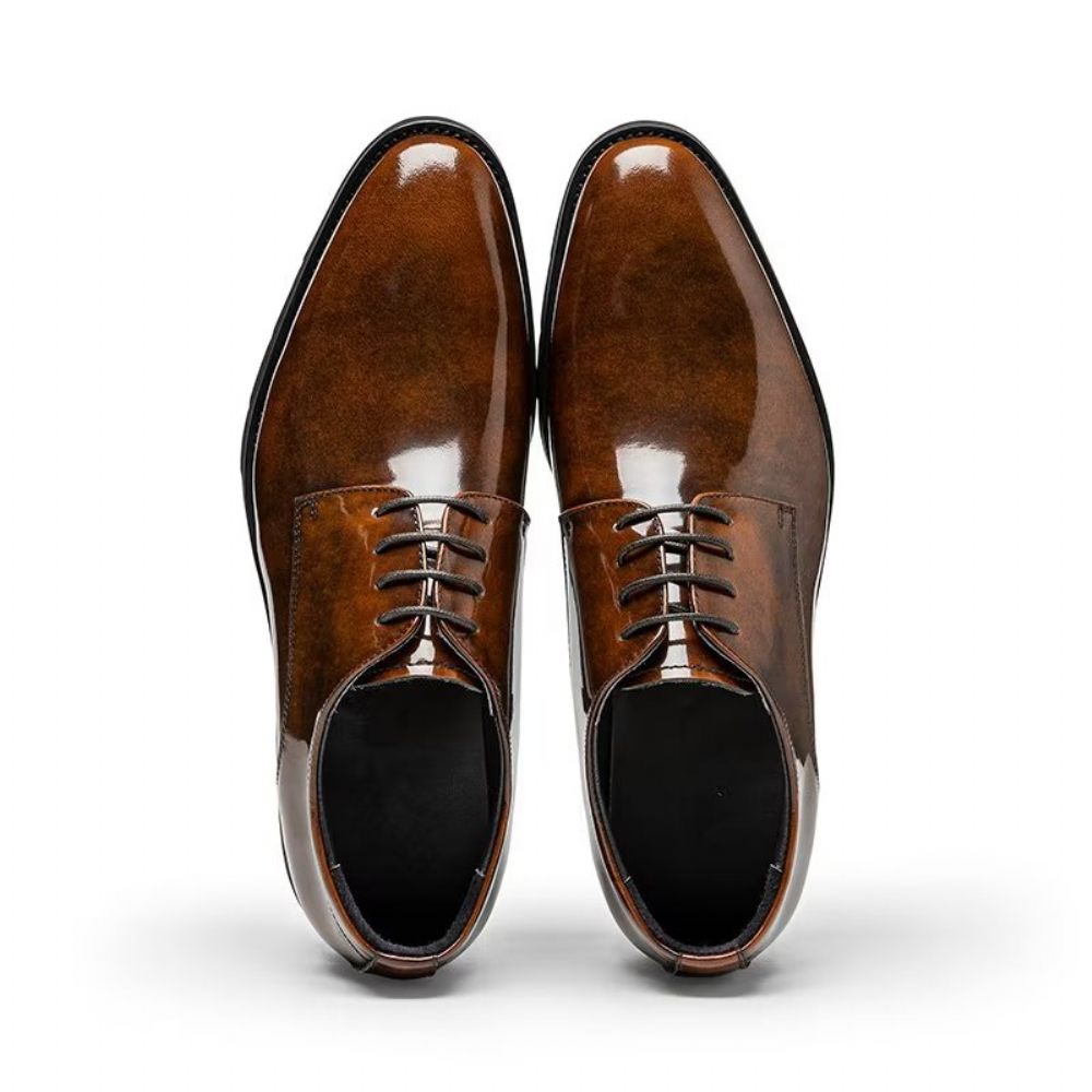 Chaussures Habillées Pour Hommes Derby Cuir Raffiné - Café