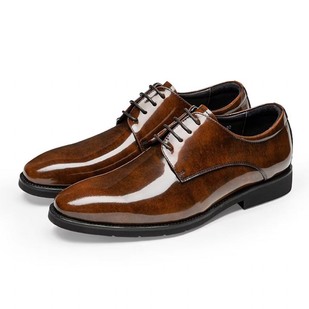 Chaussures Habillées Pour Hommes Derby Cuir Raffiné - Café