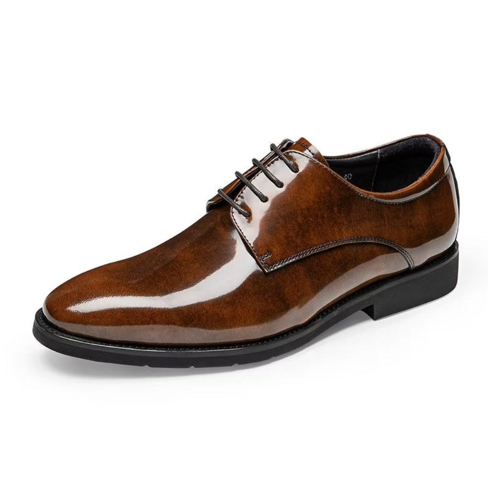 Chaussures Habillées Pour Hommes Derby Cuir Raffiné - Café