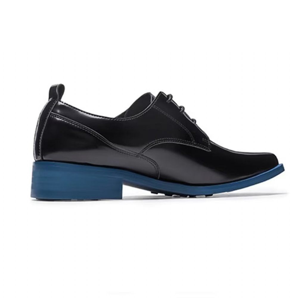 Chaussures Habillées Pour Hommes Derby Cuir Raffiné À Lacets - Noir