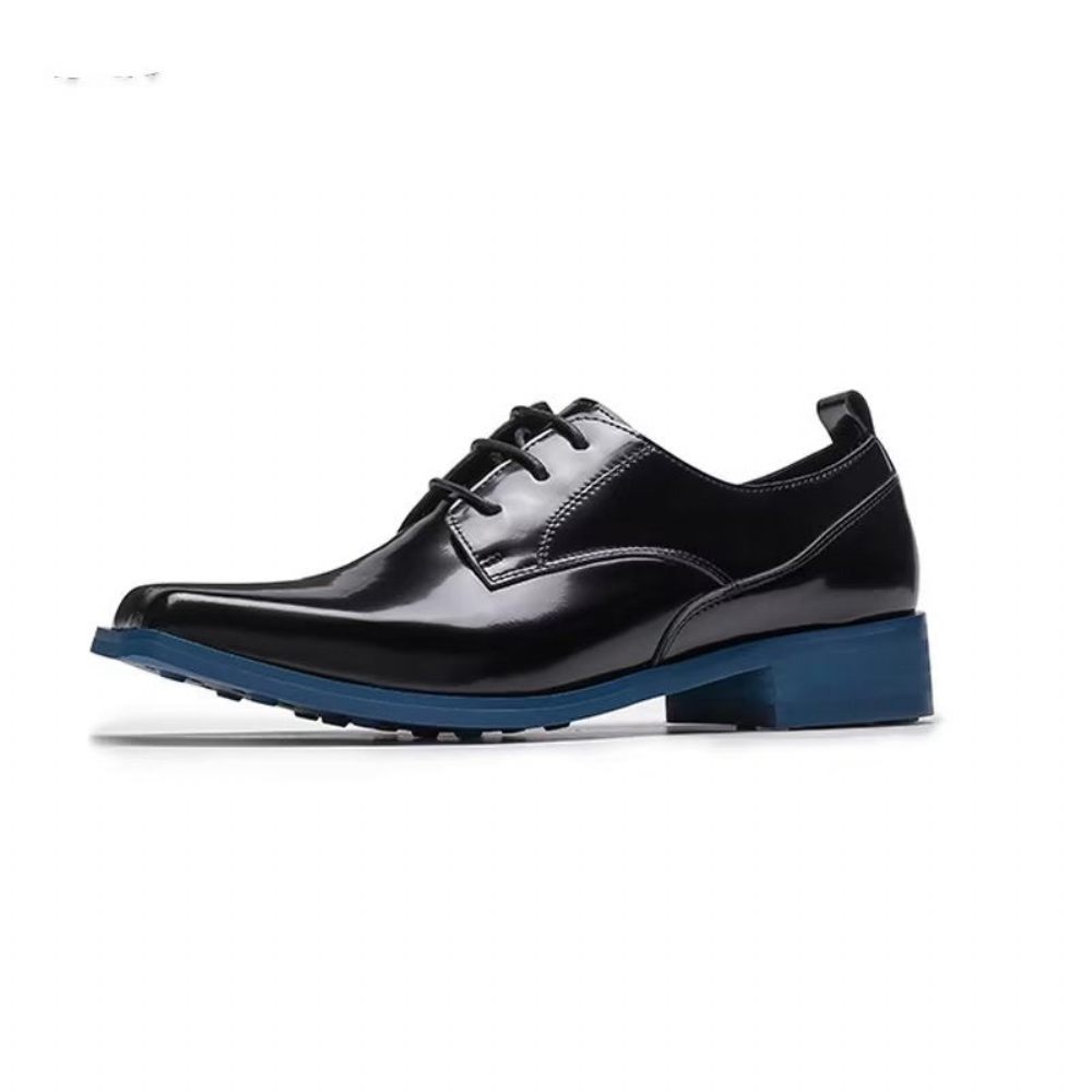 Chaussures Habillées Pour Hommes Derby Cuir Raffiné À Lacets - Noir