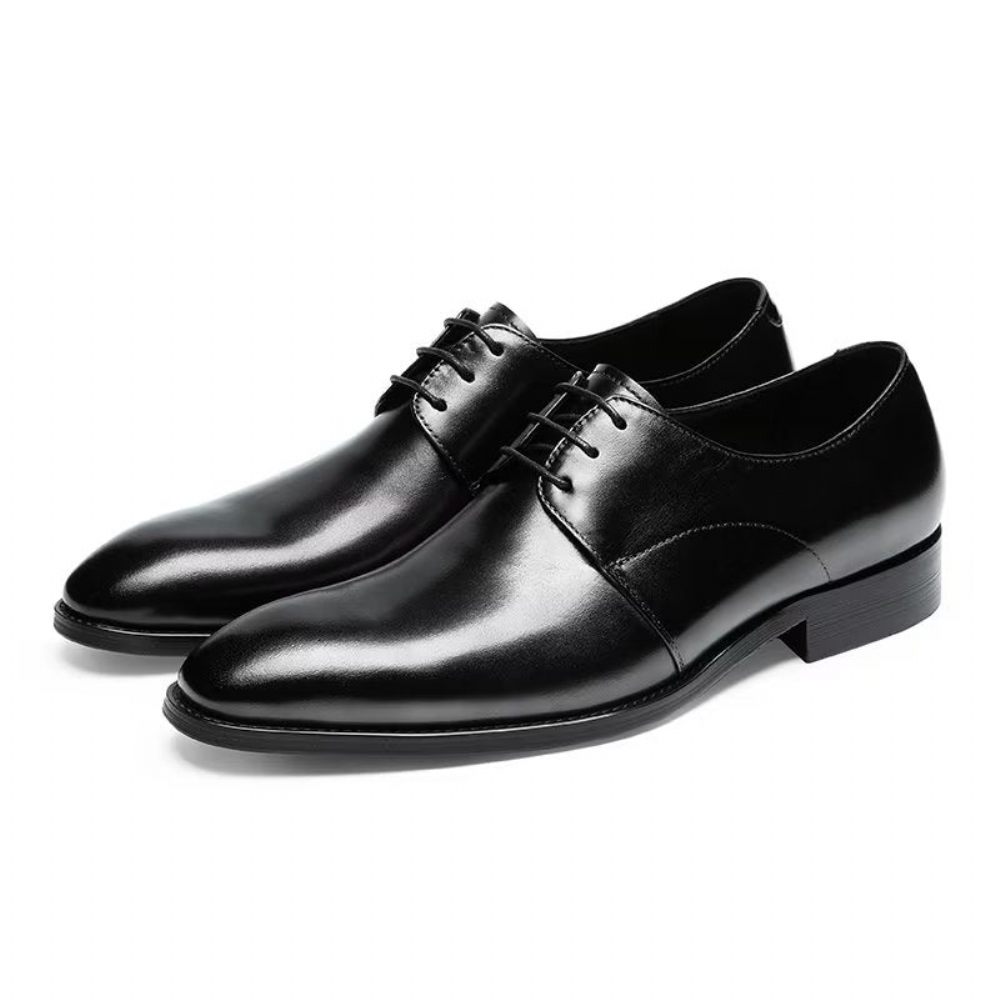 Chaussures Habillées Pour Hommes Derby Cuir Vache Raffiné - Noir