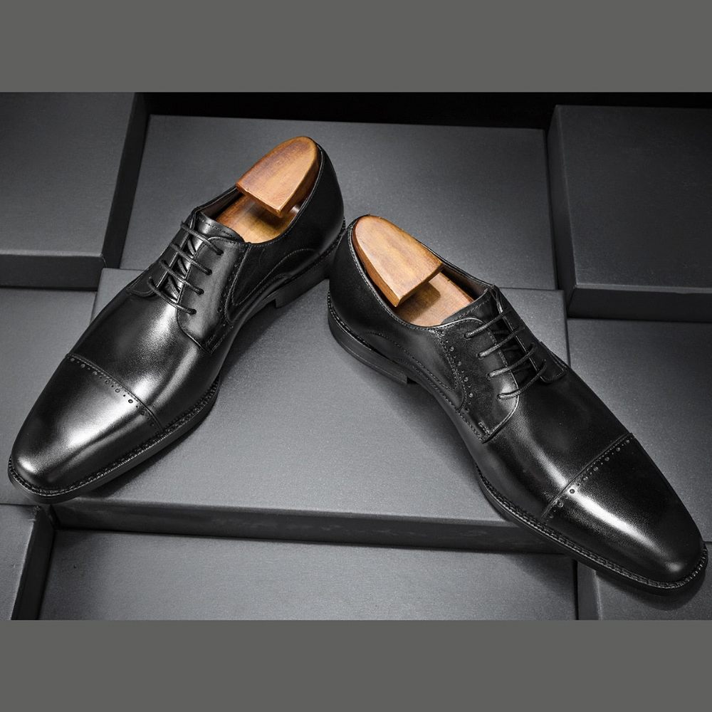 Chaussures Habillées Pour Hommes Exotiques À Lacets Affaires Et Mariage - Noir