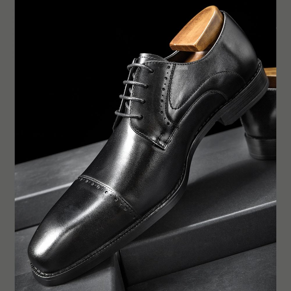 Chaussures Habillées Pour Hommes Exotiques À Lacets Affaires Et Mariage - Noir