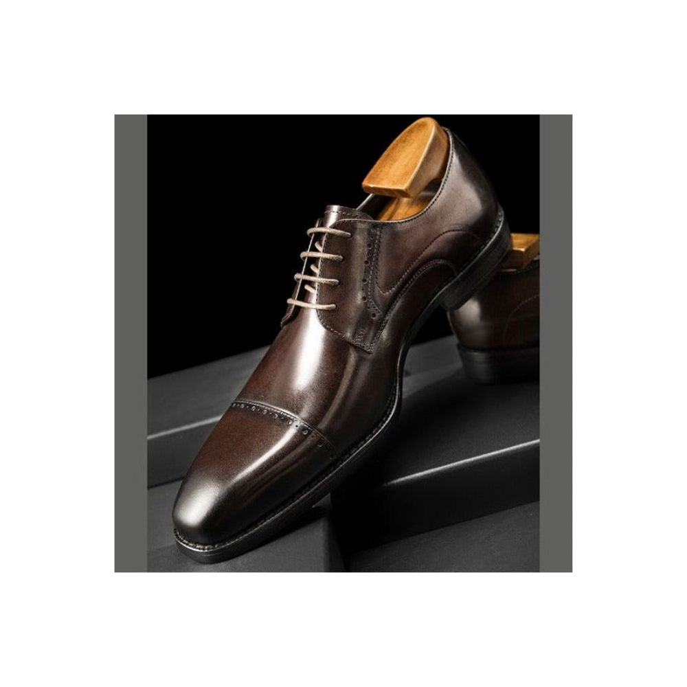 Chaussures Habillées Pour Hommes Exotiques À Lacets Affaires Et Mariage - Café