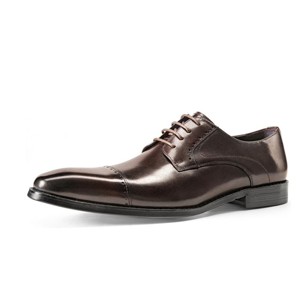 Chaussures Habillées Pour Hommes Exotiques À Lacets Affaires Et Mariage - Café