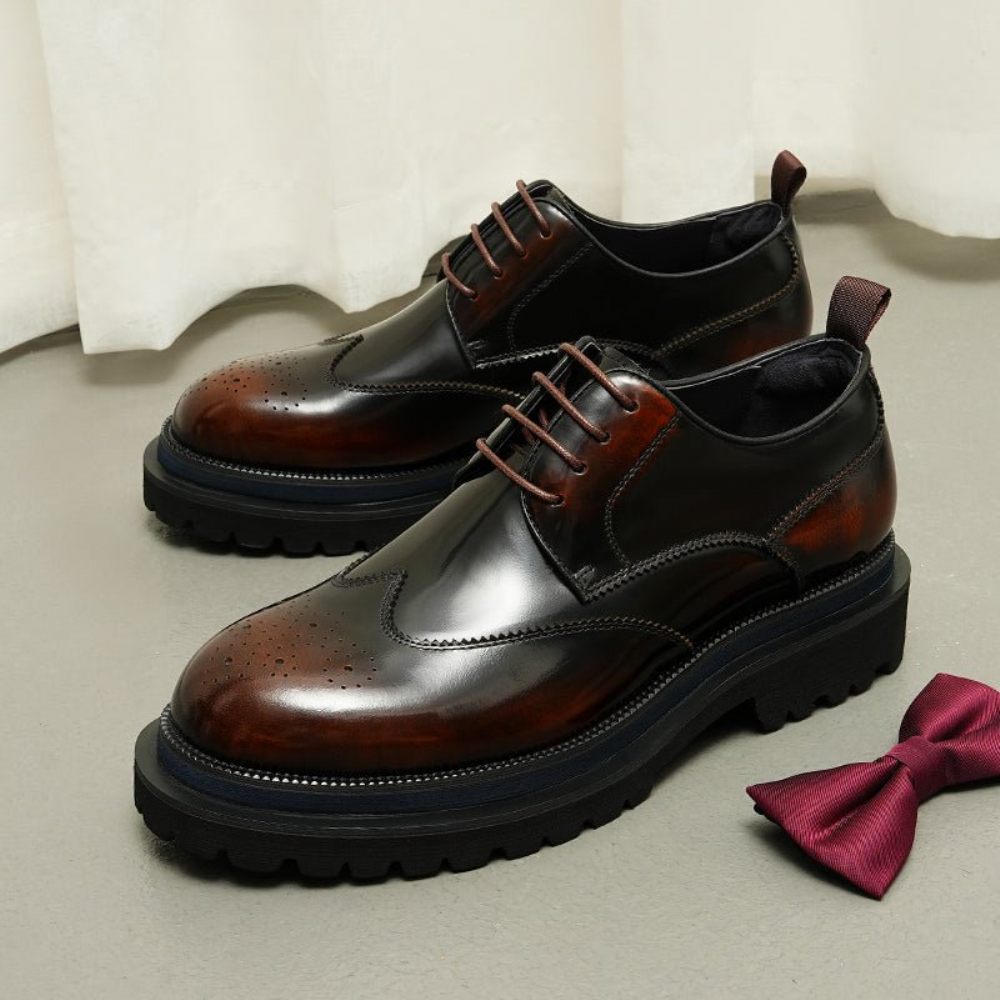 Chaussures Habillées Pour Hommes À Lacets Exotiques Brogue - Café