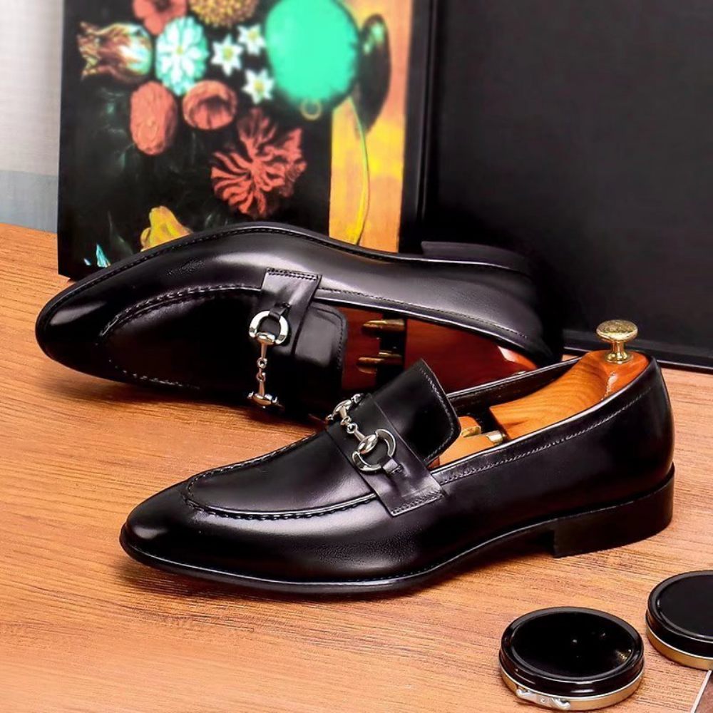 Chaussures Habillées Pour Hommes Mocassins À Enfiler Cuir - Noir