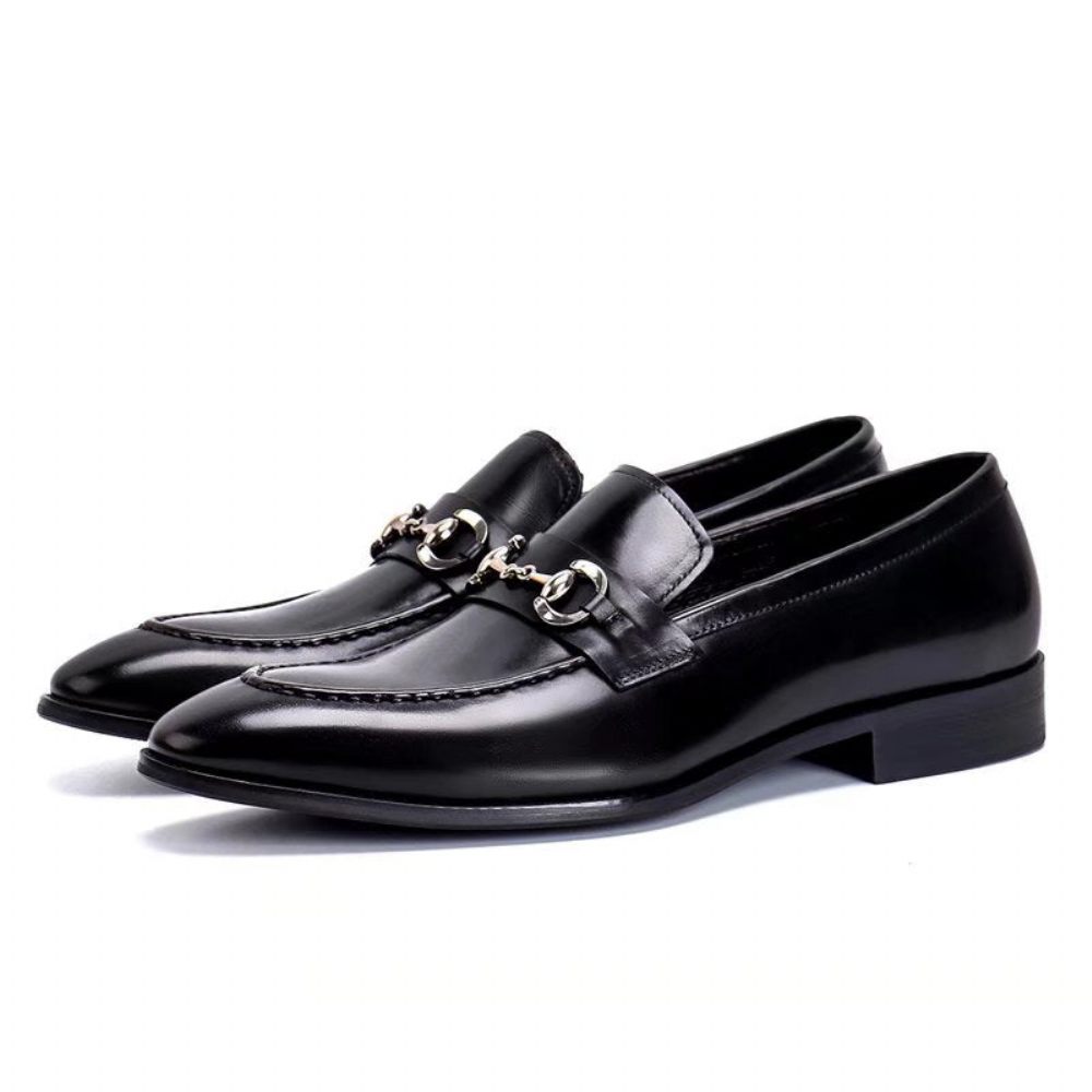 Chaussures Habillées Pour Hommes Mocassins À Enfiler Cuir - Noir