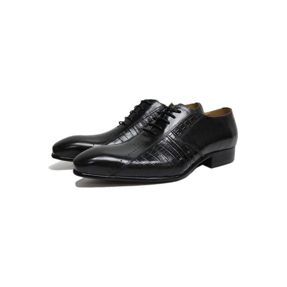 Chaussures Habillées Pour Hommes Oxford Exotiques À Lacets - Noir