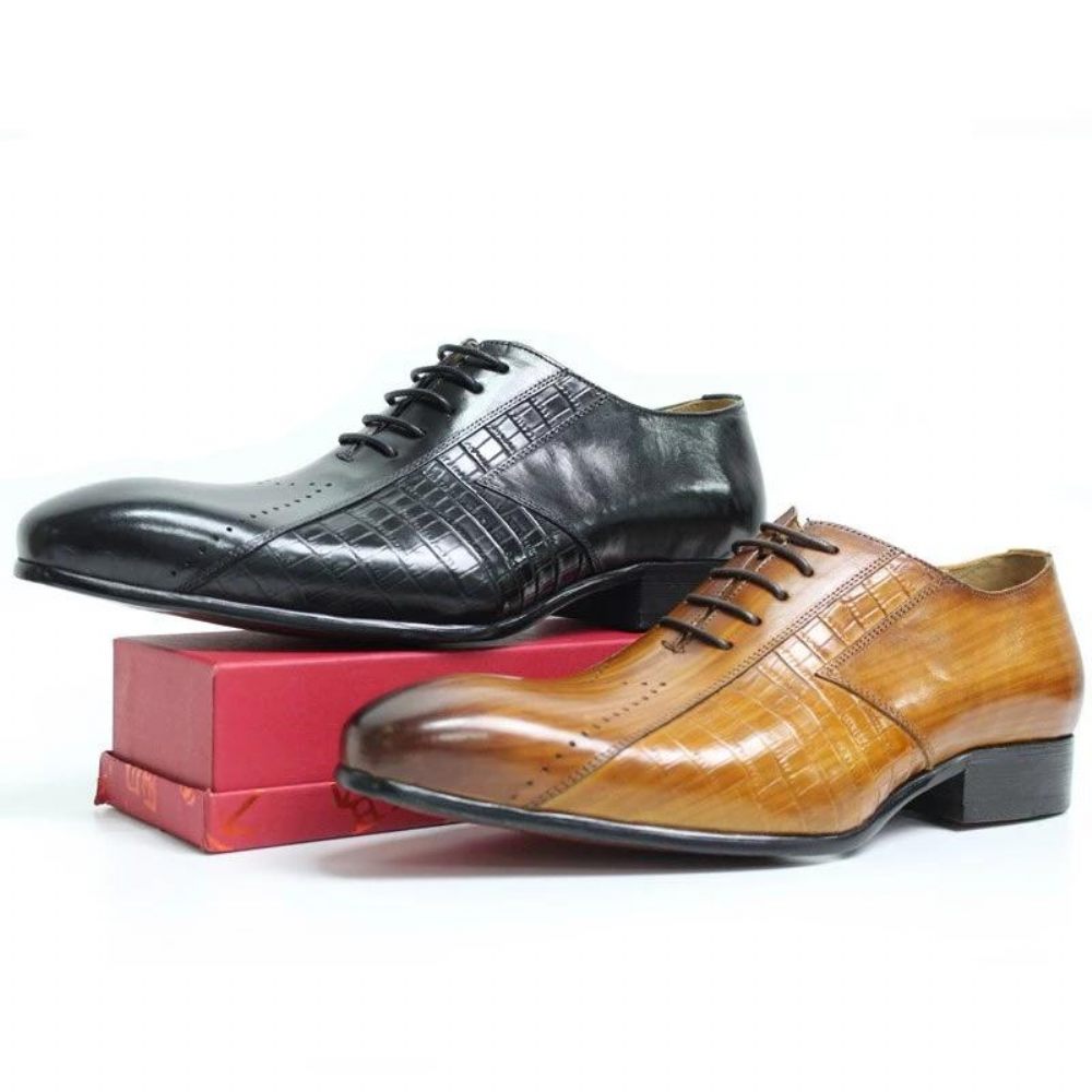 Chaussures Habillées Pour Hommes Oxford Exotiques À Lacets - Noir