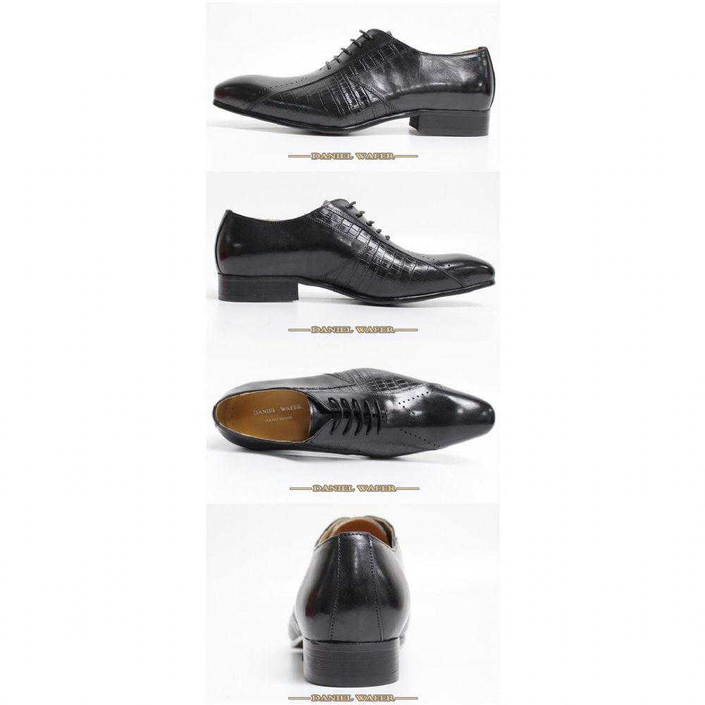 Chaussures Habillées Pour Hommes Oxford Exotiques À Lacets - Noir