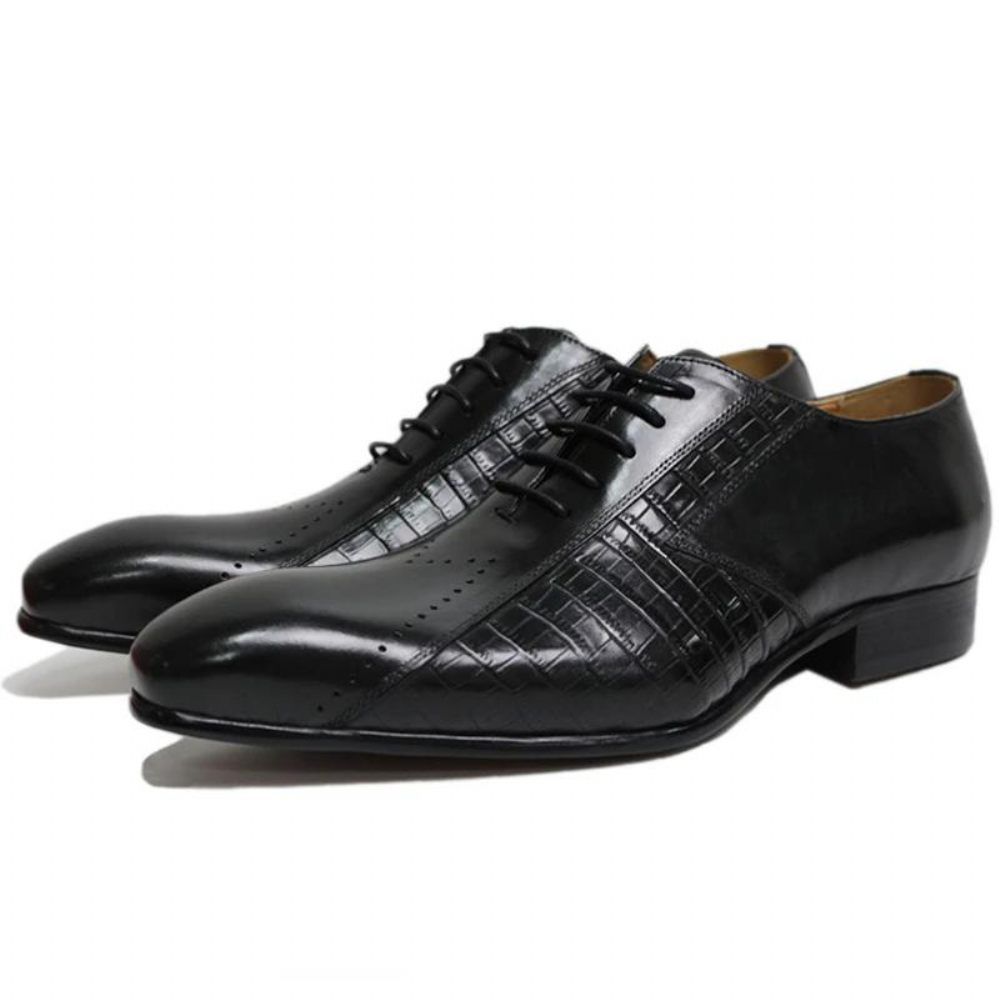 Chaussures Habillées Pour Hommes Oxford Exotiques À Lacets - Noir