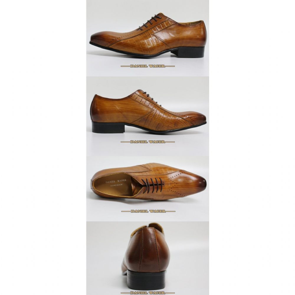 Chaussures Habillées Pour Hommes Oxford Exotiques À Lacets - Café