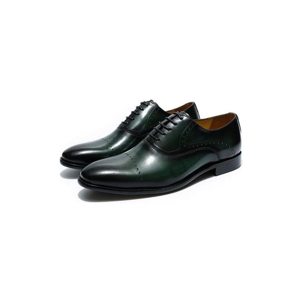 Chaussures Habillées Pour Hommes Oxford Exotiques Peintes À La Main - Vert