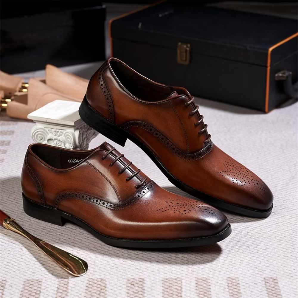 Chaussures Habillées Pour Hommes Sélection Robes Cuir Style Urbain - Marron