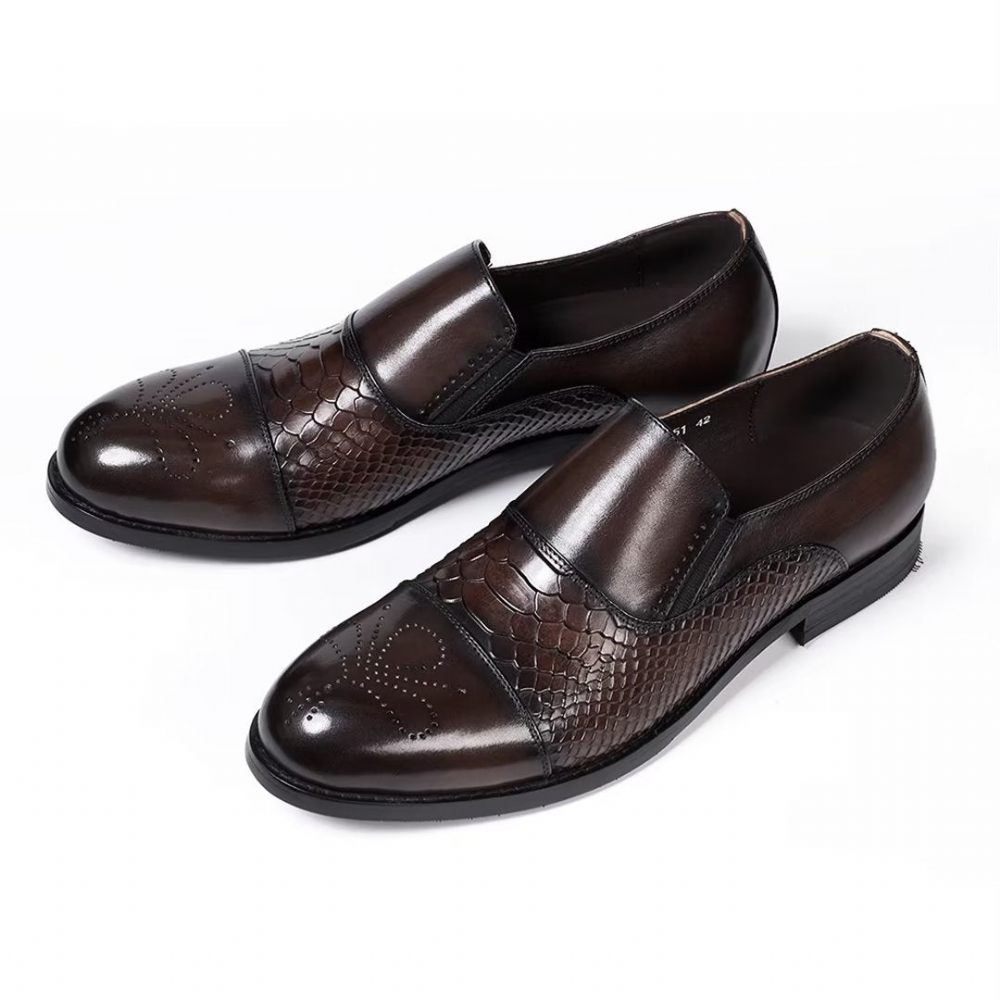 Chaussures Habillées Pour Hommes Sophisticate's Slip-on Leather Elegance - Café