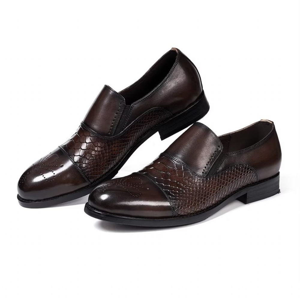 Chaussures Habillées Pour Hommes Sophisticate's Slip-on Leather Elegance - Café