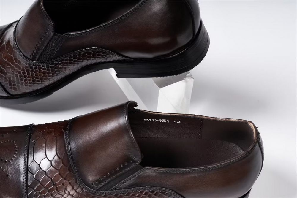 Chaussures Habillées Pour Hommes Sophisticate's Slip-on Leather Elegance - Café