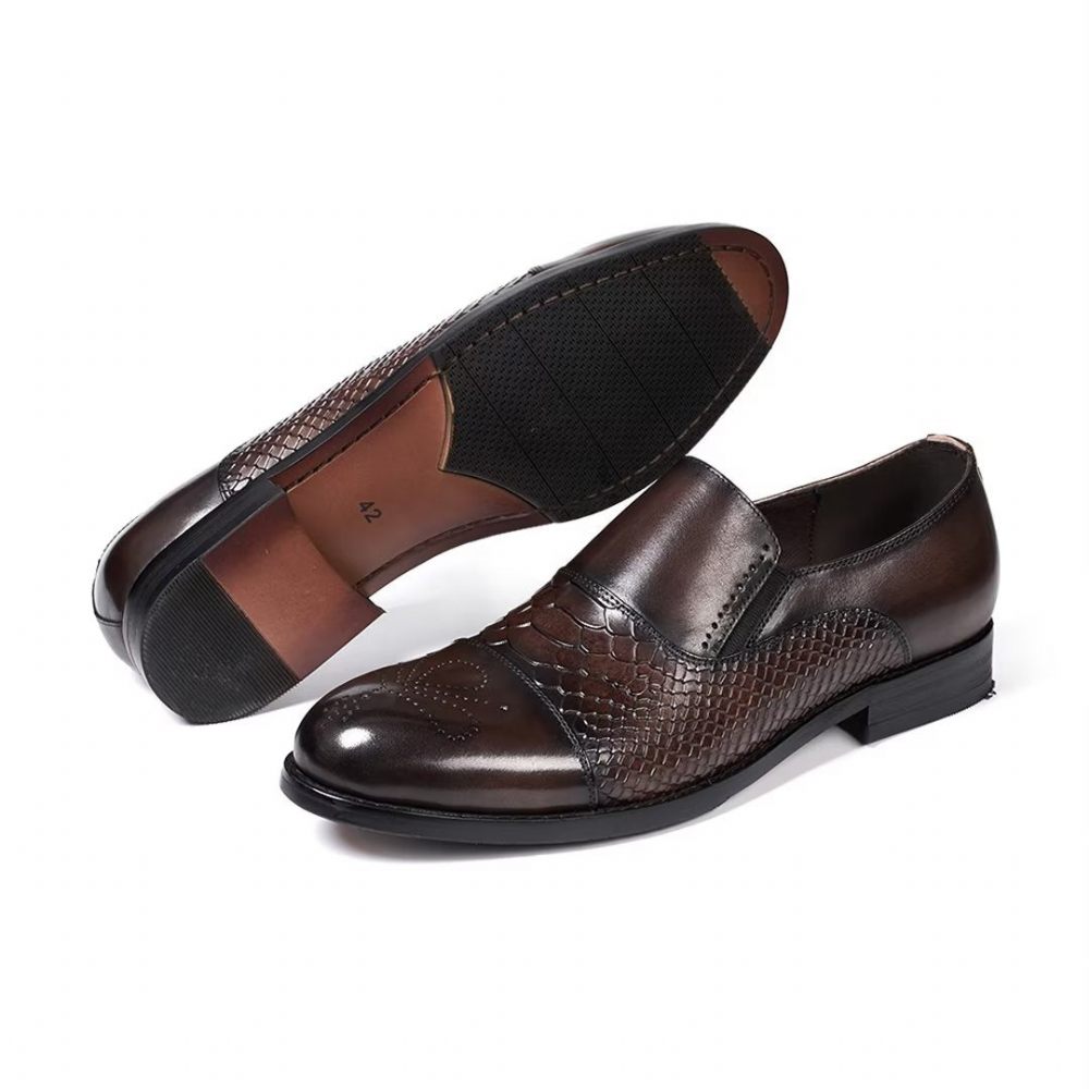 Chaussures Habillées Pour Hommes Sophisticate's Slip-on Leather Elegance - Café