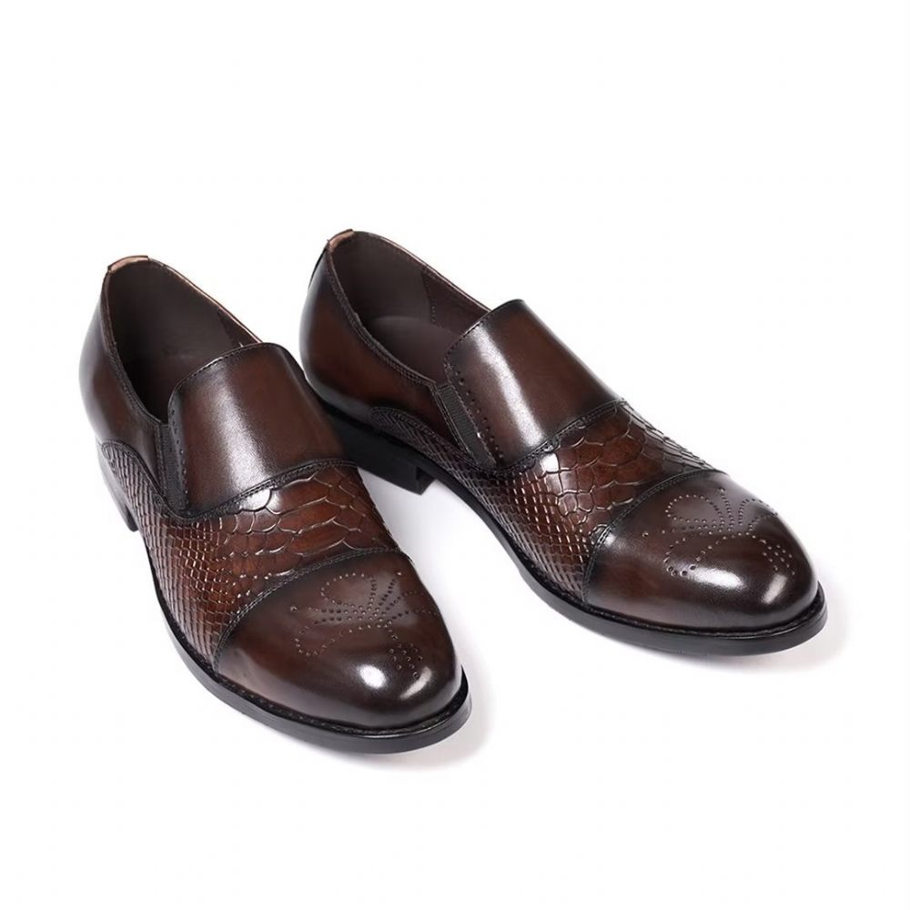 Chaussures Habillées Pour Hommes Sophisticate's Slip-on Leather Elegance - Café