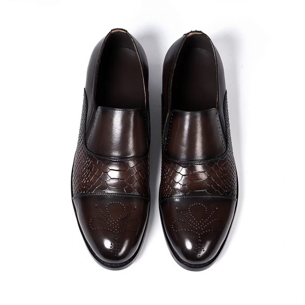 Chaussures Habillées Pour Hommes Sophisticate's Slip-on Leather Elegance - Café