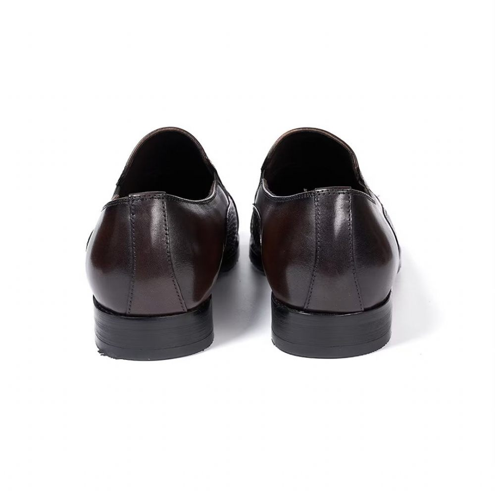 Chaussures Habillées Pour Hommes Sophisticate's Slip-on Leather Elegance - Café