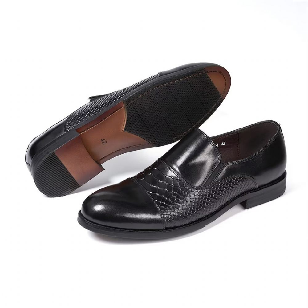 Chaussures Habillées Pour Hommes Sophisticate's Slip-on Leather Elegance - Noir